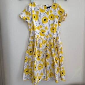 Lands' End Girls' Yellow Floral Short-Sleeve Dress